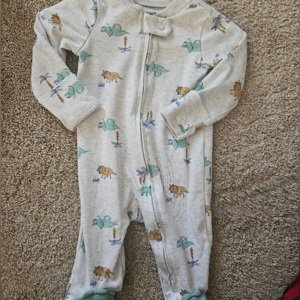 Carter's Dino Print Footie Pajamas - Gray, Green, Brown